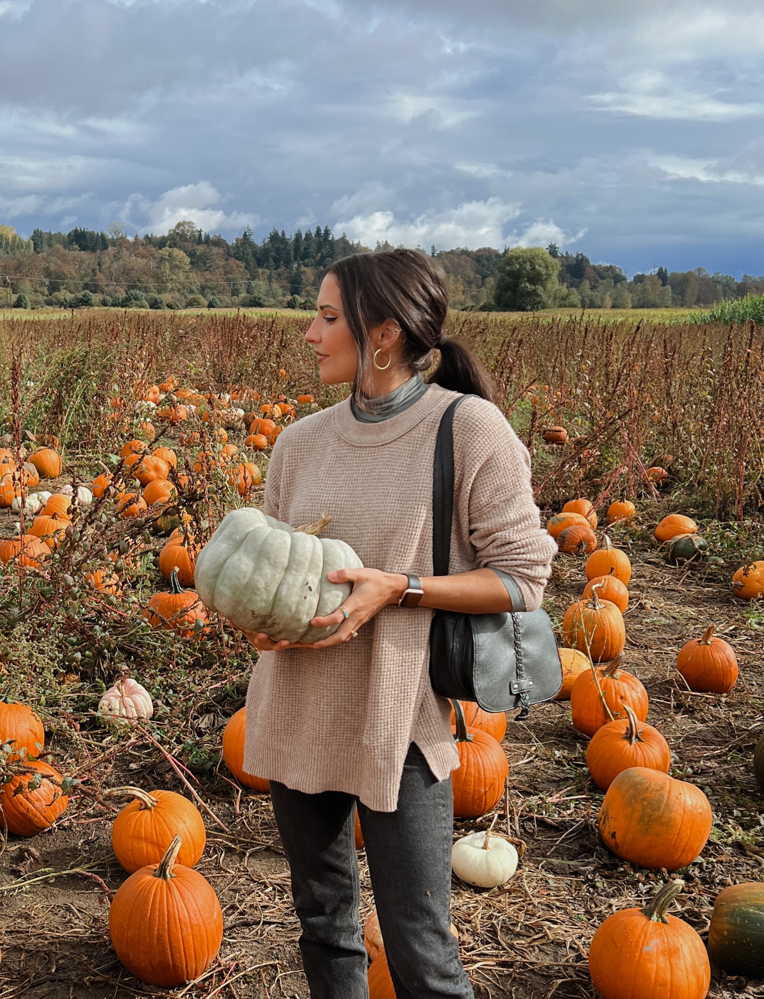 My favorite day of the year. Love layering turtlenecks under sweaters, so warm and cozy! The white doc martens are on sale on Tillys and such a good deal! I’m a 7.5 but got size 8. Sweater is linked but color in pic is from last year! #docmartens #falloutfit #pumpkinpatch #fallootd #blackdenim #wafflesweater #americaneagle #falloutfitinspo #halloween

#LTKSeasonal #LTKshoecrush #LTKHalloween