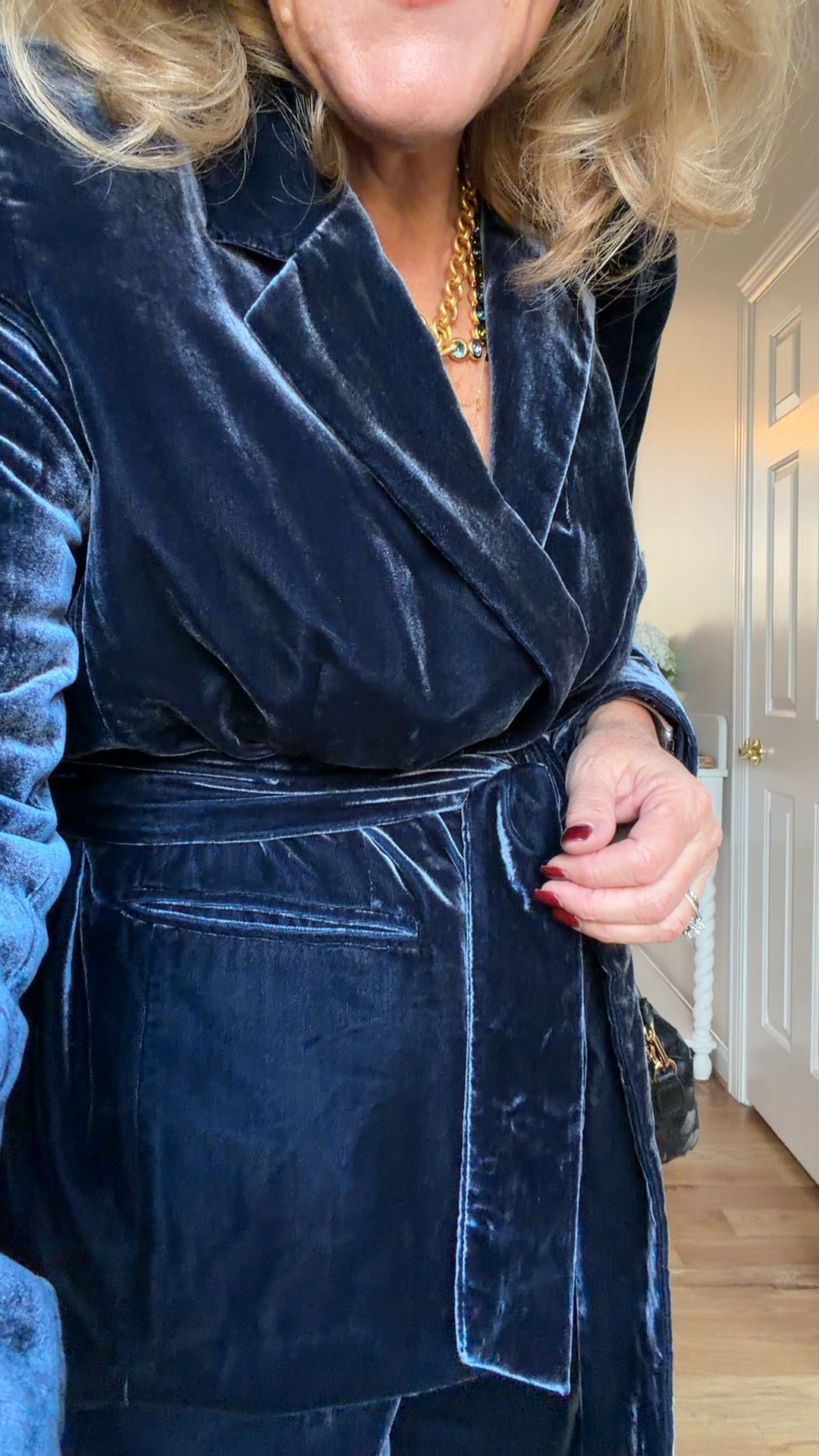 @loft tuxedo stripe jeans size 8 petite 
Metallic sweater size medium 
Blue velvet jacket medium petite 
Blue velvet pants medium petite 8 petite 
Embellished sweater size medium 
Slingbacks size up 1/2 
@julievos tanzanite pieces are gorgeous! Definitely splurge worthy 
Tory Burch reversible belt 

New Year’s Eve holiday parties 

#LTKHoliday #LTKWorkwear #LTKOver40

#LTKSaleAlert #LTKPetite

#LTKHoliday #LTKOver40 #LTKFindsUnder100