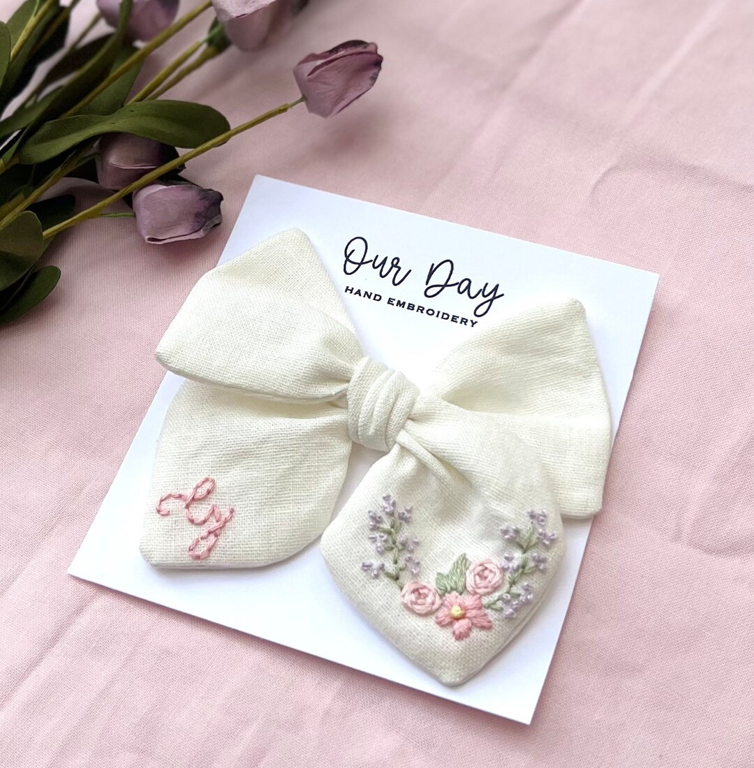 Hand Embroidered Bloom Bow | Etsy (US)