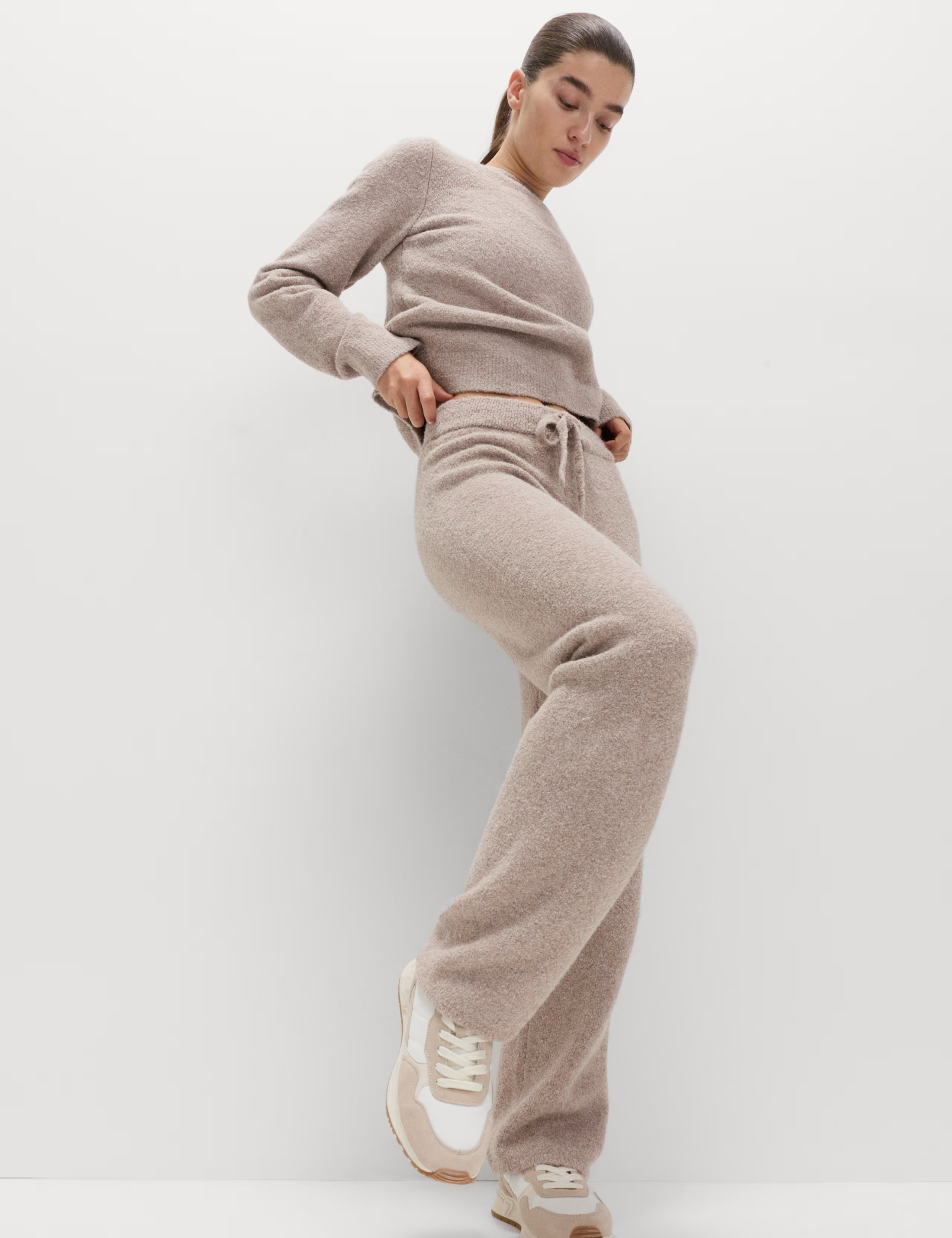 Super Soft Boucle High Waisted Wide Leg Joggers | Marks & Spencer (UK)