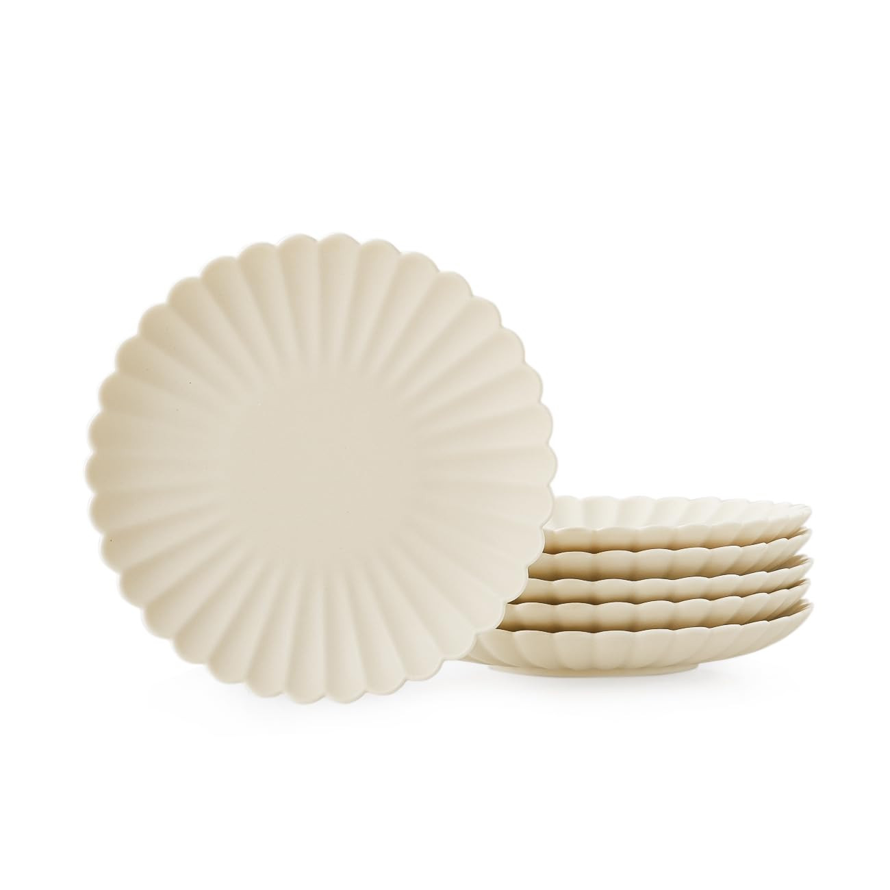 WENSHUO Daisy Plates Set of 6, 6.7-inch Round, Matte Crème (Appetizer Plate) | Amazon (US)