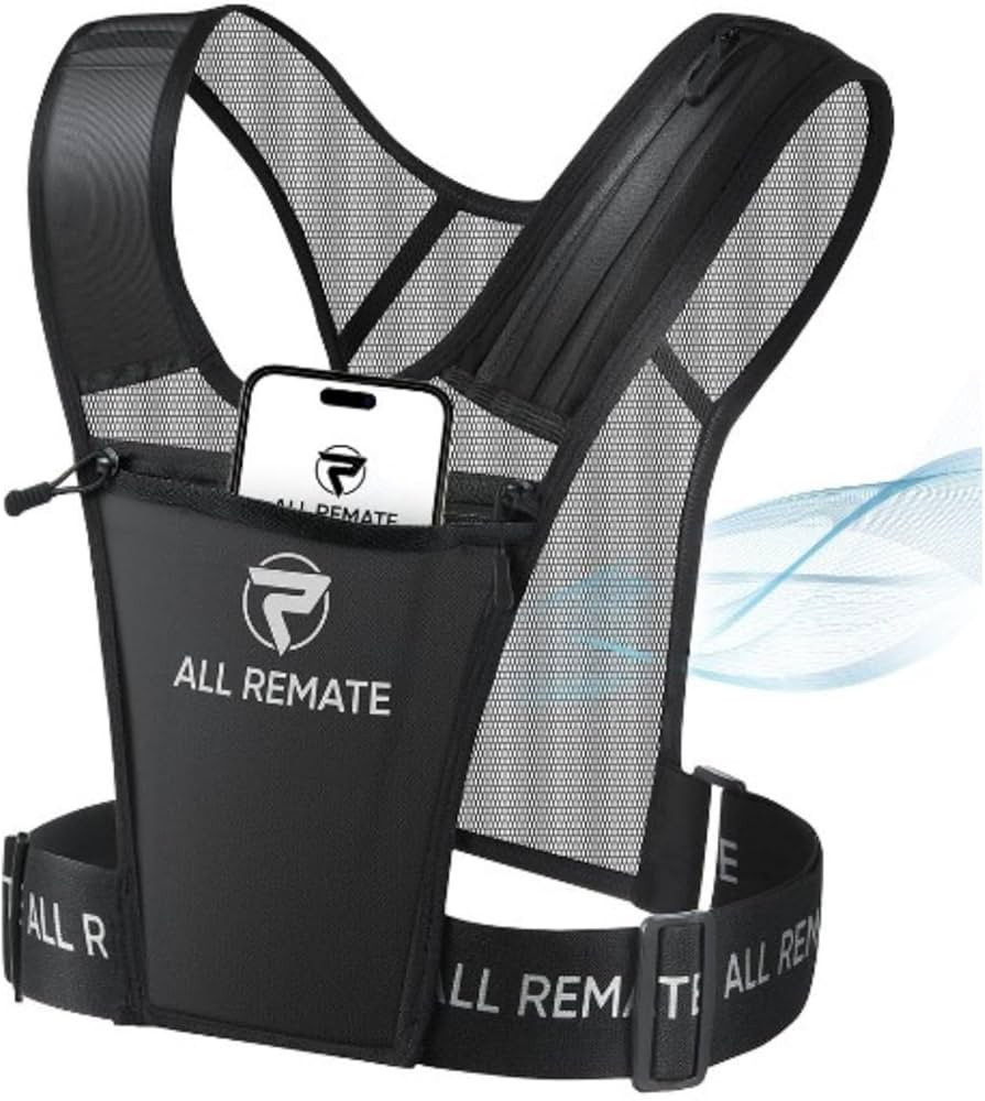 Running Vest Chest Phone Holder, Adjustable Reflective Training Workout Gear | Amazon (US)