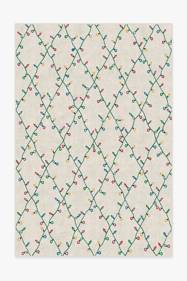 Holiday Lights Creme Flatwoven Rug | Ruggable