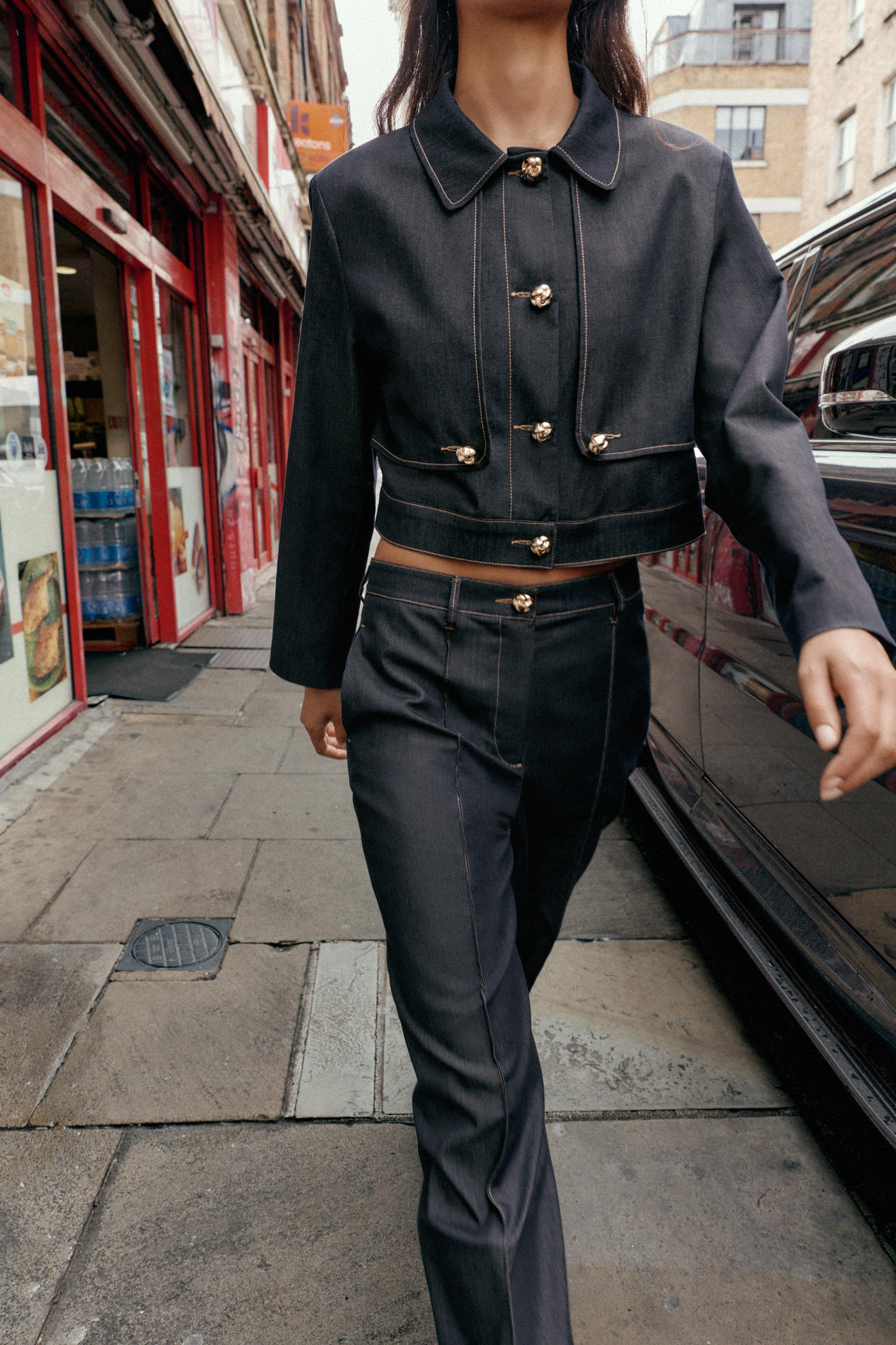 CONTRAST STITCHING SHORT JACKET | Zara US