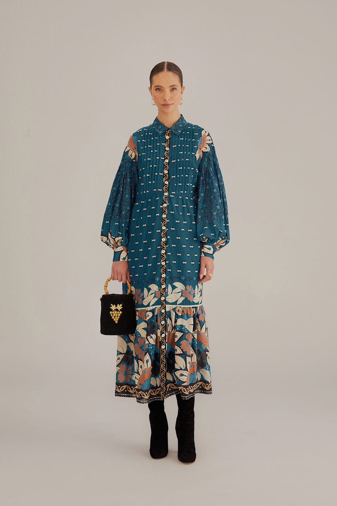 Blue Ainika Chill Maxi Shirtdress | FarmRio (US)