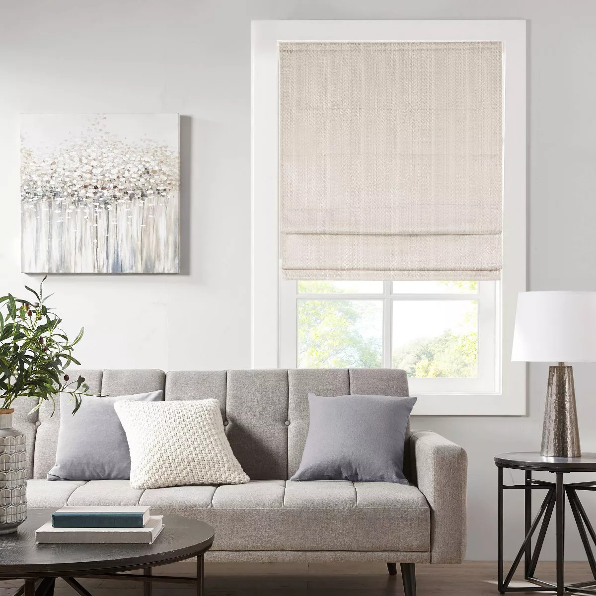 33"x64" Paxton Basketweave Room Darkening Cordless Roman Shade Ivory - Madison Park: Indoor Windo... | Target