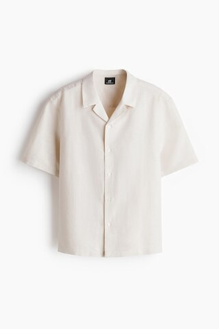 H & M - Relaxed-Fit Linen-Blend Resort Shirt - Beige | H&M (US + CA)