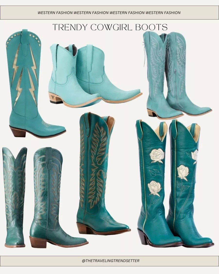 Turquoise cowgirl boots perfect for Nashville country concert outfit idea, PBR Rodeo

#LTKStyleTip #LTKShoeCrush #LTKWorkwear