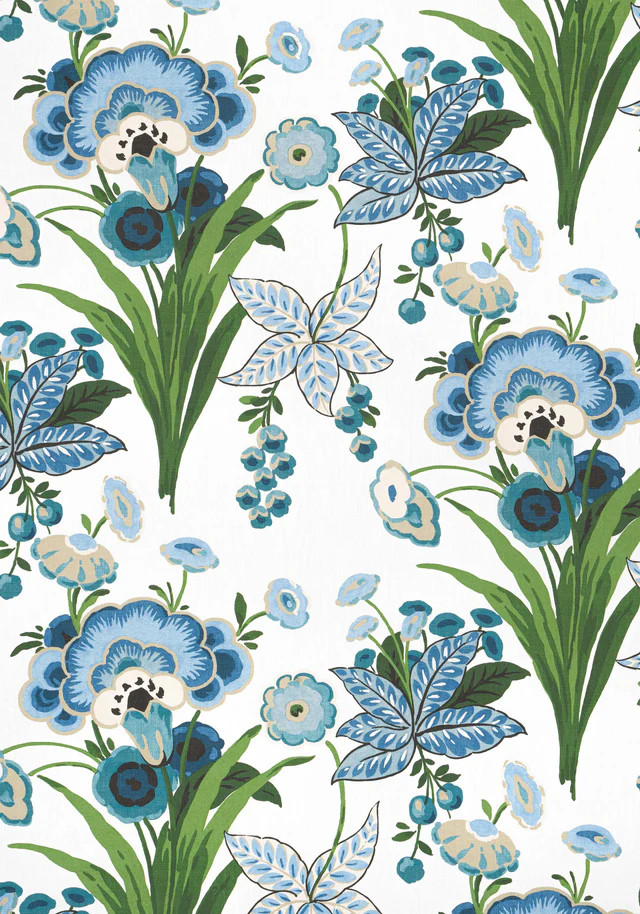 Thibaut Pasadena Blue And Green Fabric | DecoratorsBest