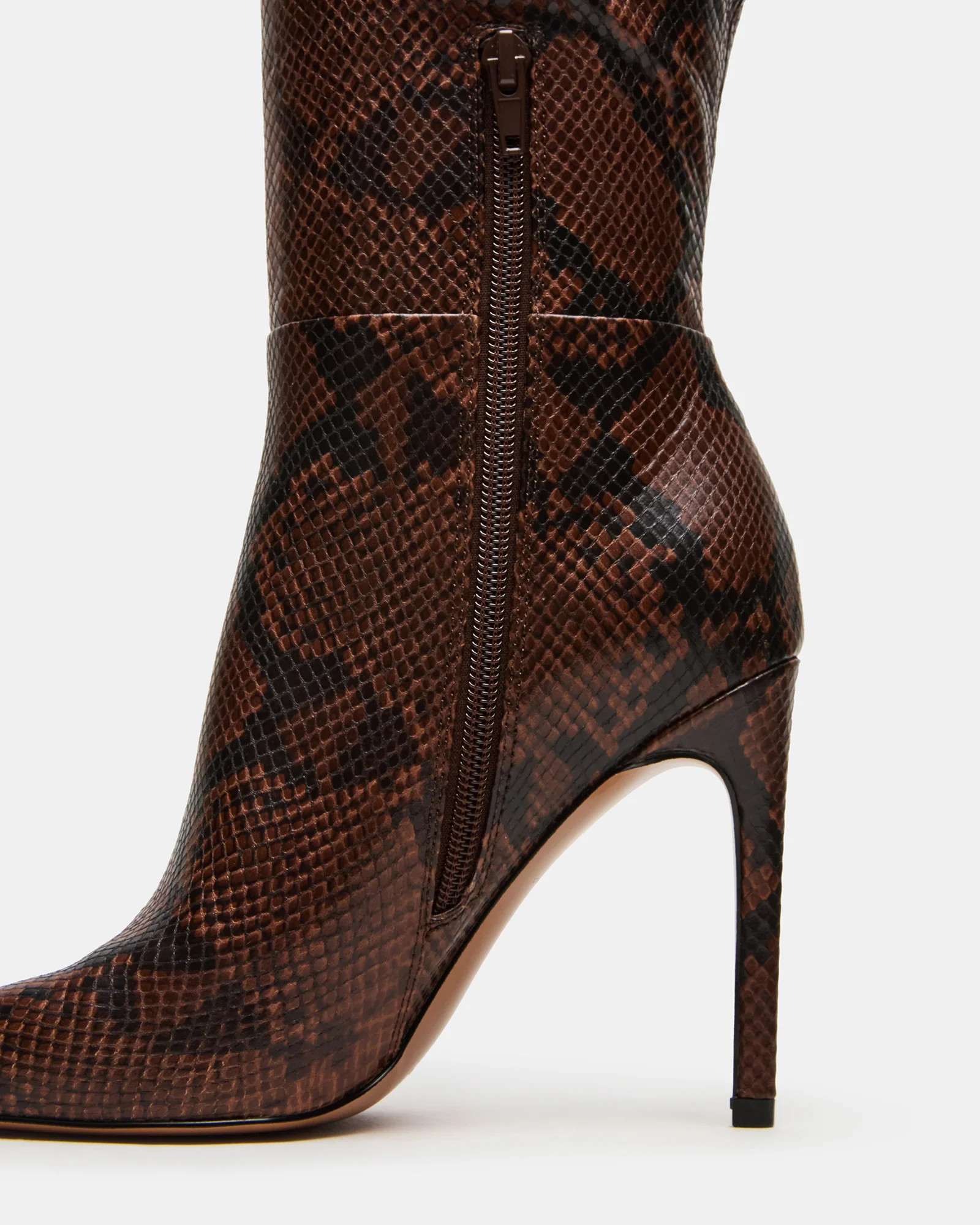 NITRO Brown Snake Pointed-Toe Stiletto Heel Knee-High Women's Boots | Steve Madden (US)