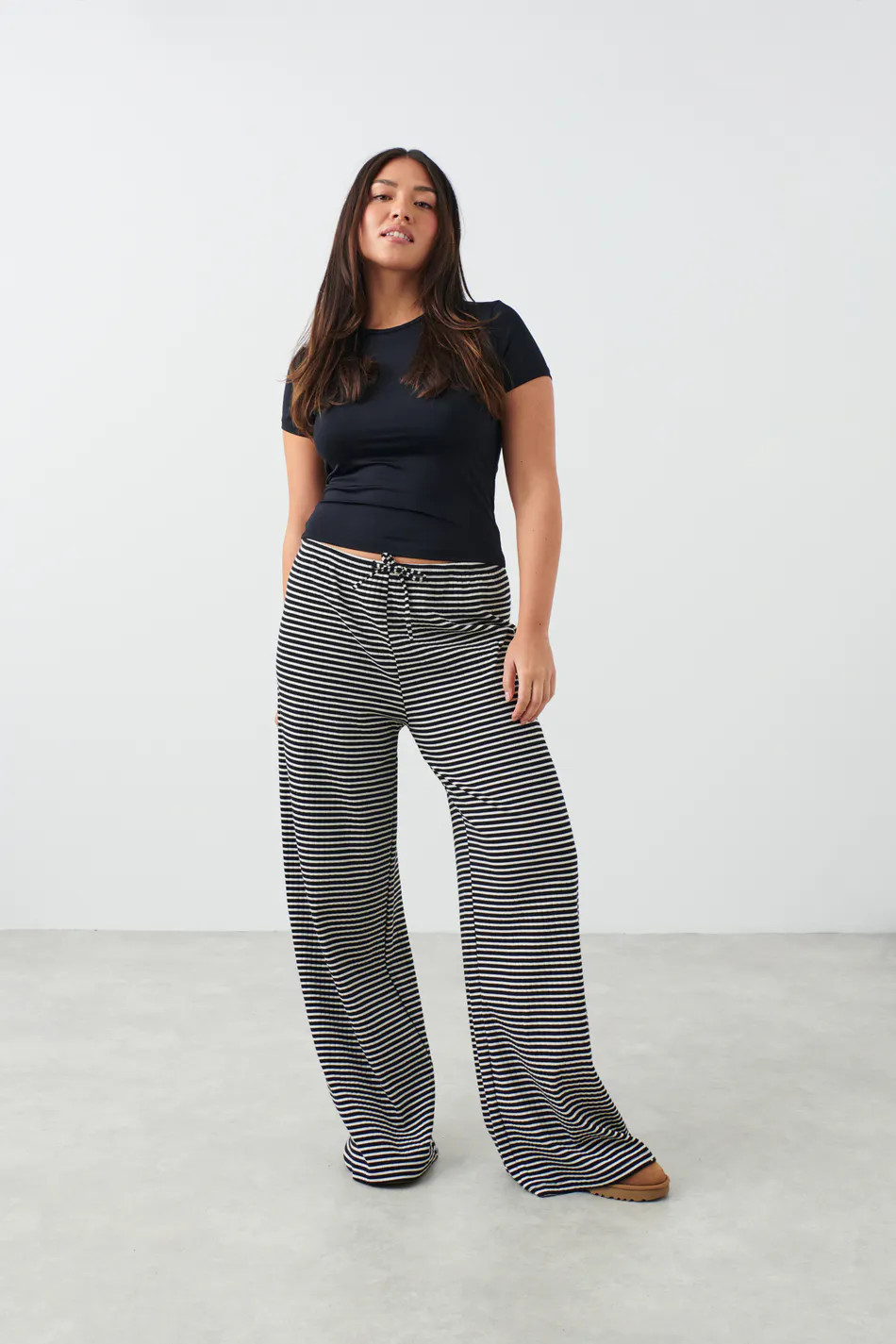 Striped soft trousers - Zwart - Dame - Gina Tricot | Gina Tricot FI