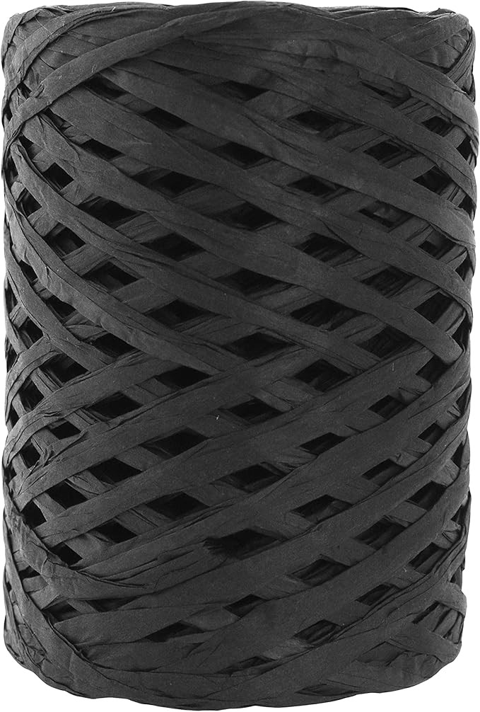 Mandala Crafts Black Raffia Ribbon for Gift Wrapping Ribbon - Natural Ribbon Raffia Paper Ribbons... | Amazon (US)