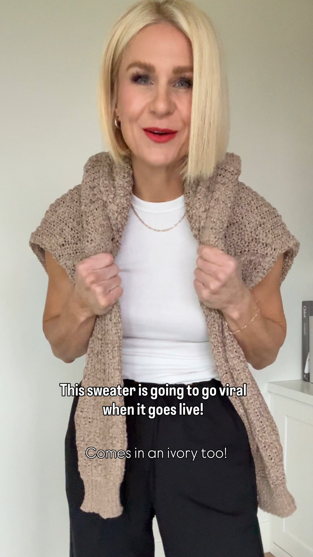 This woven sweater for spring is so beautiful! 
🚨Save this post to be notified when it’s ready to shop!
Be sure and size up! Wearing a large.
Grab these wide leg drawstring pants too! 

#LTKmomlife #LTKOver40 #LTKgrwm