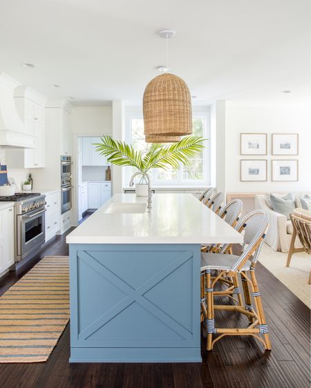 Our kitchen updated for summer! I can’t get enough of this blue striped jute rug and oversized faux palm leaves paired with our basket pendant lights and bistro counter stools! Get 25% off this rug with code EARLYBIRD25 and 20% off all the Serena and Lily items with code NEWLEAF!
.
coastal kitchen design. Light kitchen decor

#ltkhome #ltksalealert #ltkseasonal #ltkunder50 #ltkunder100 #LTKhome #LTKSeasonal #LTKsalealert

#LTKSeasonal #LTKhome #LTKsalealert