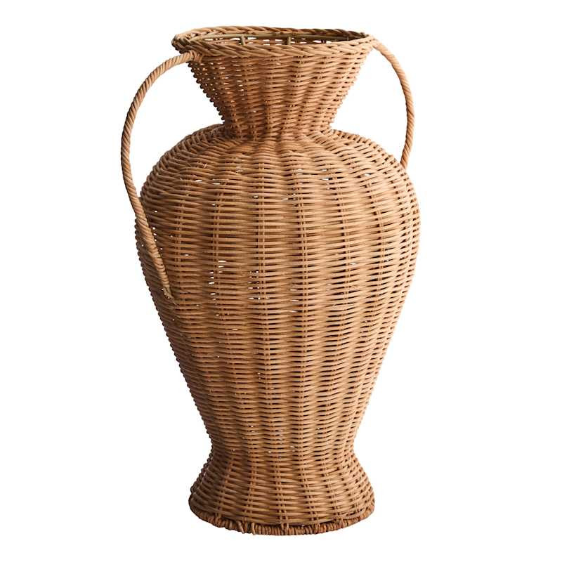 Natural Rattan Vase with Handles, 15.75" | At Home