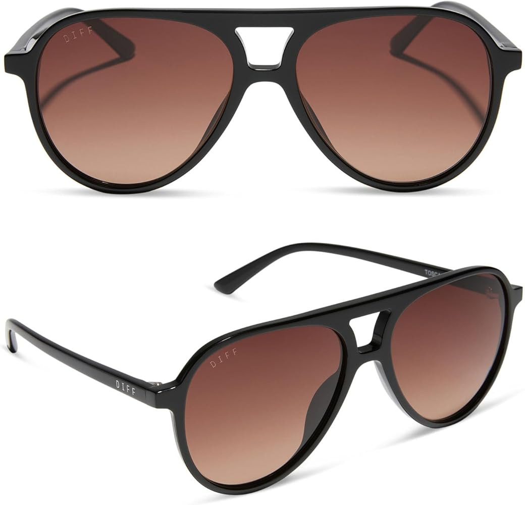 DIFF Tosca II Oversized Aviator Sunglasses for Women | Black + Brown Gradient | 100% UV Protectio... | Amazon (US)