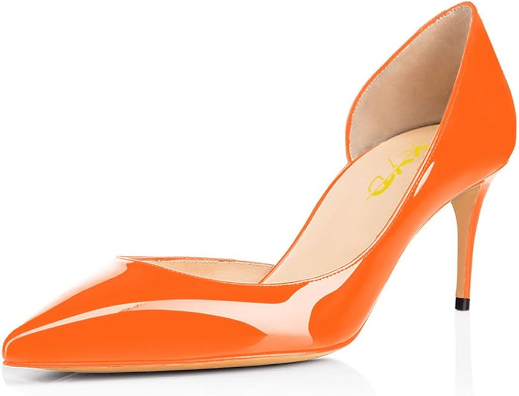 XYD Women D'Orsay Low & High Heels Comfortable Slip-on Suede Patent Printing Pointed Toe Sexy Pum... | Amazon (US)