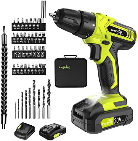 Cordless Drill - SnapFresh 20V Cordless Drill with Battery and Charger, Power Drill Set with 2 Varia | Amazon (US)