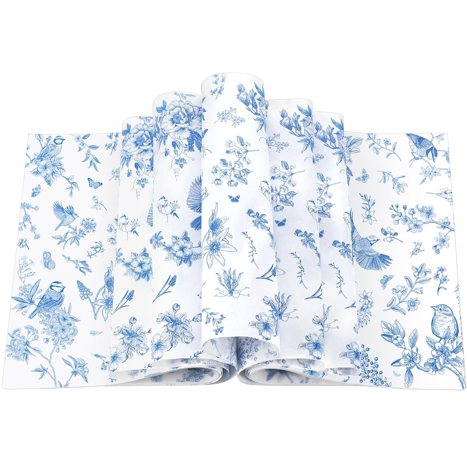 Amazon.com: Feifeiya 200 Pcs Floral Wax Paper Sheet for Food Chinoiserie Bird Deli Paper Waterpro... | Amazon (US)