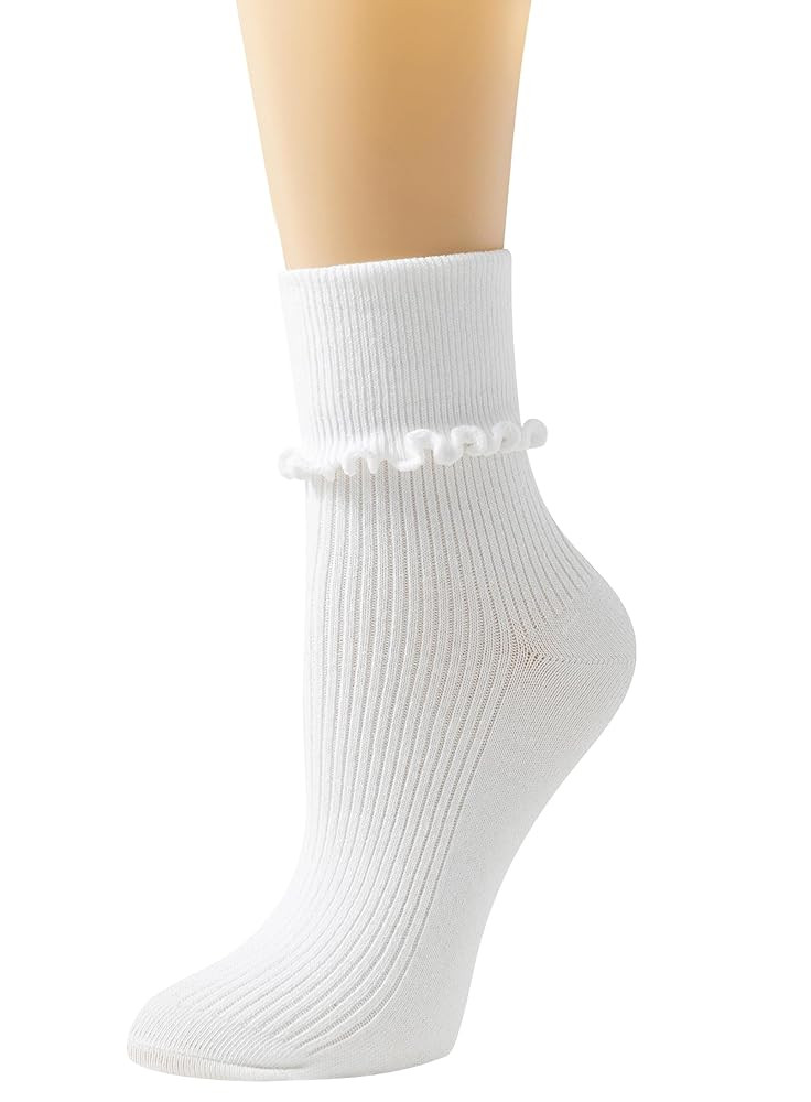 SEMOHOLLI Women Socks, Women Ankle Socks, Lovely double needle solid color Lace edge relent lady ... | Amazon (US)