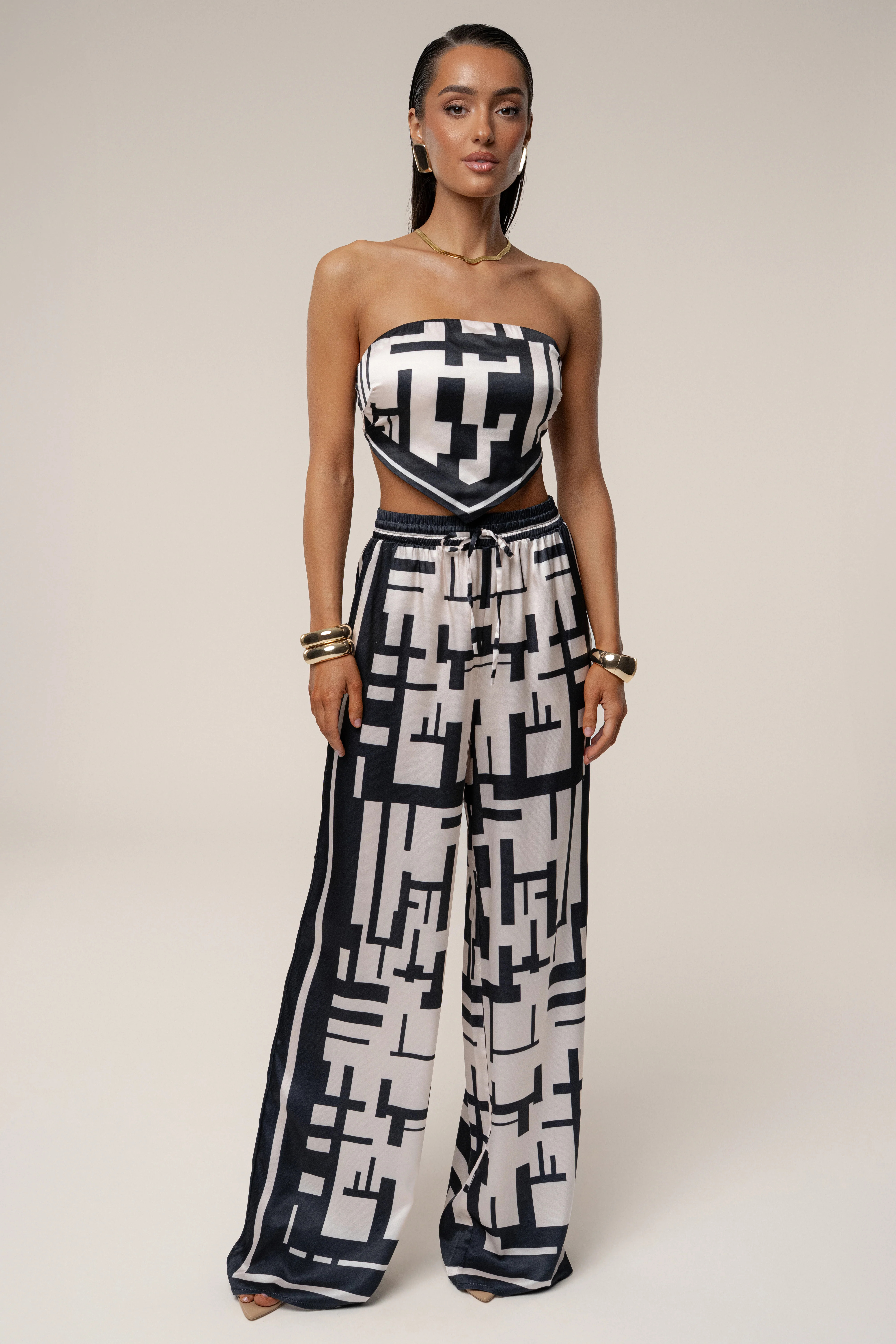 Ivory Print Shiloh Printed Pant Set | JLUXLABEL