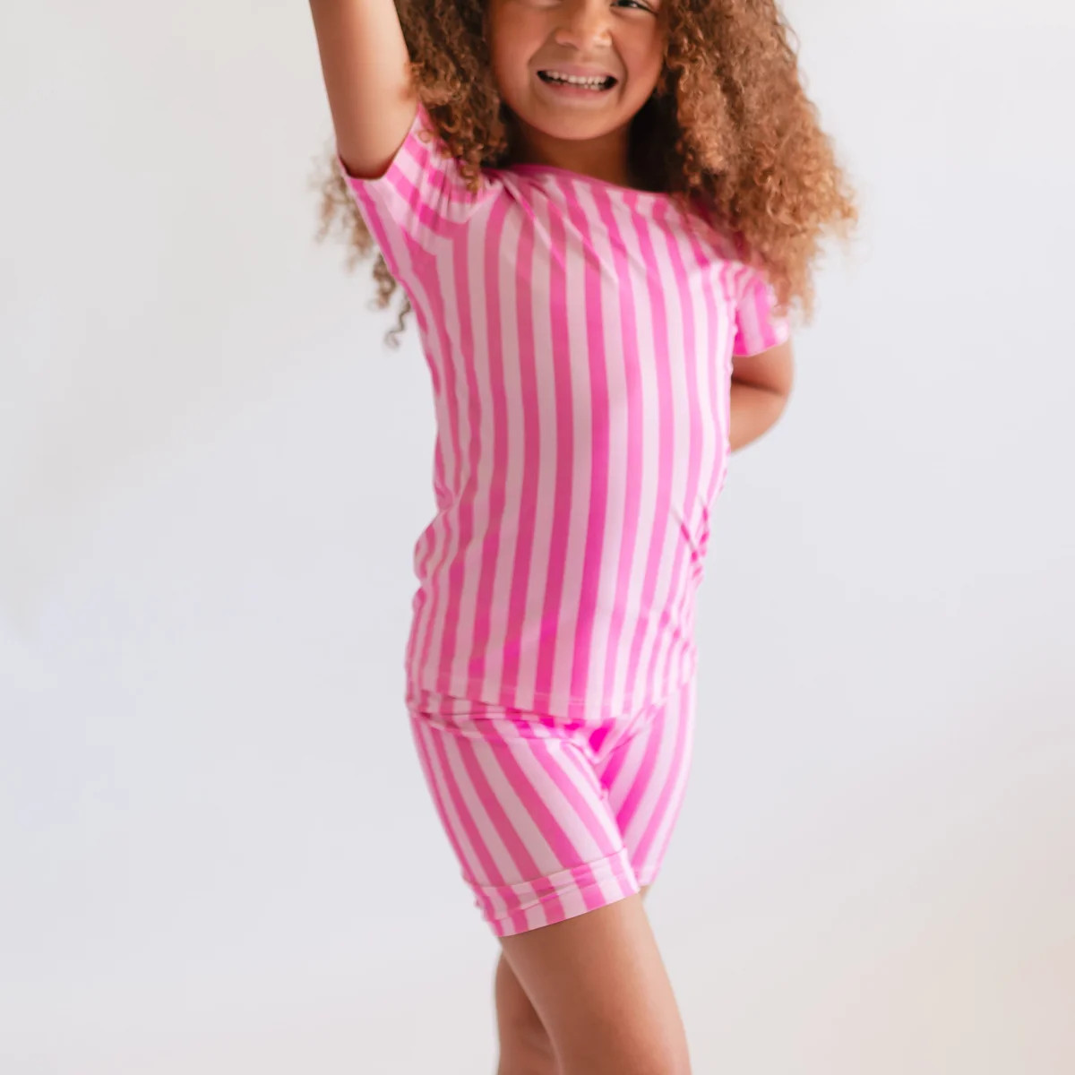 Youth Pajama short sleeve and shorts in Pink Paradise | Silks Design