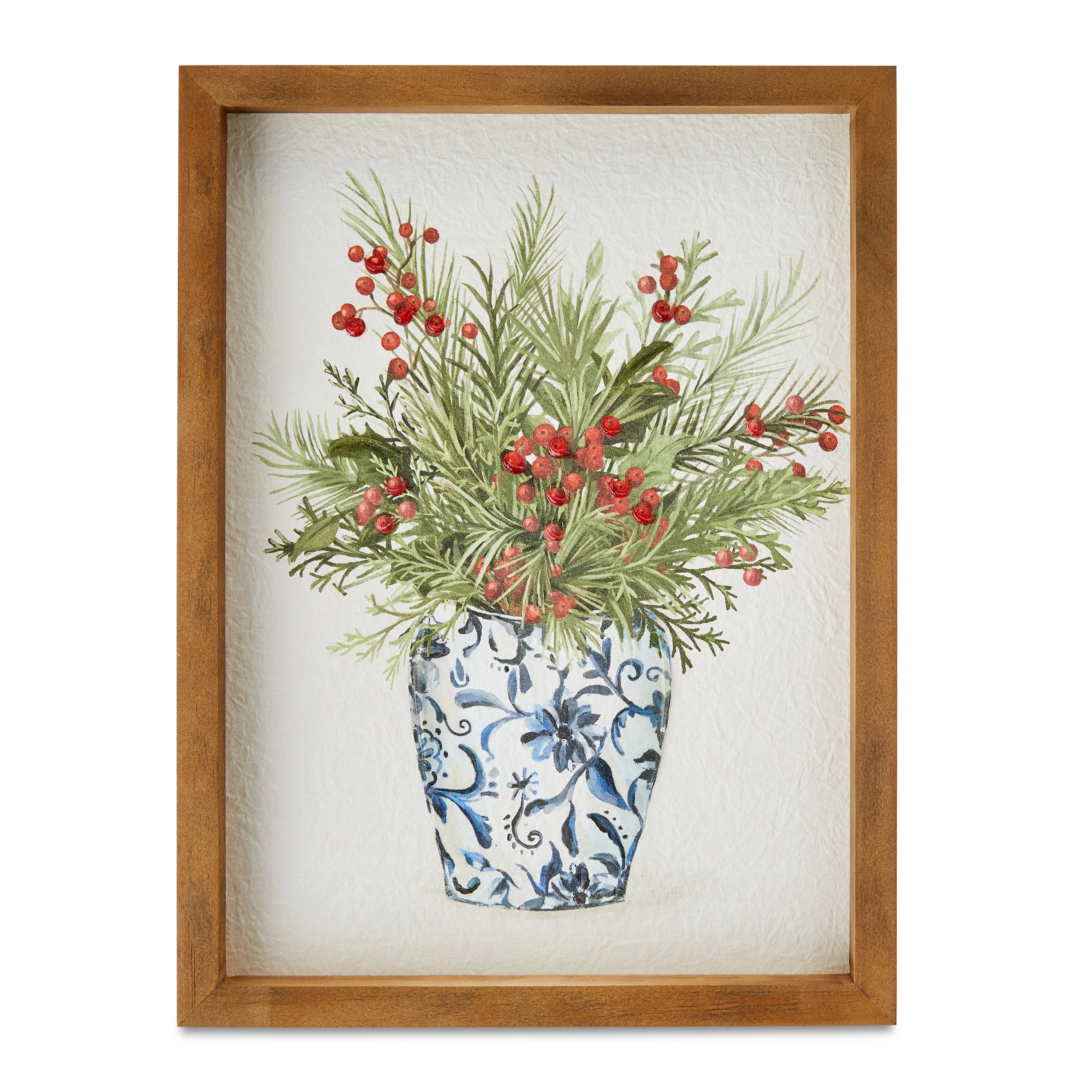 Greenery Bouquet Christmas Wall Art , 9 in x 12 in, by Holiday Time | Walmart (US)