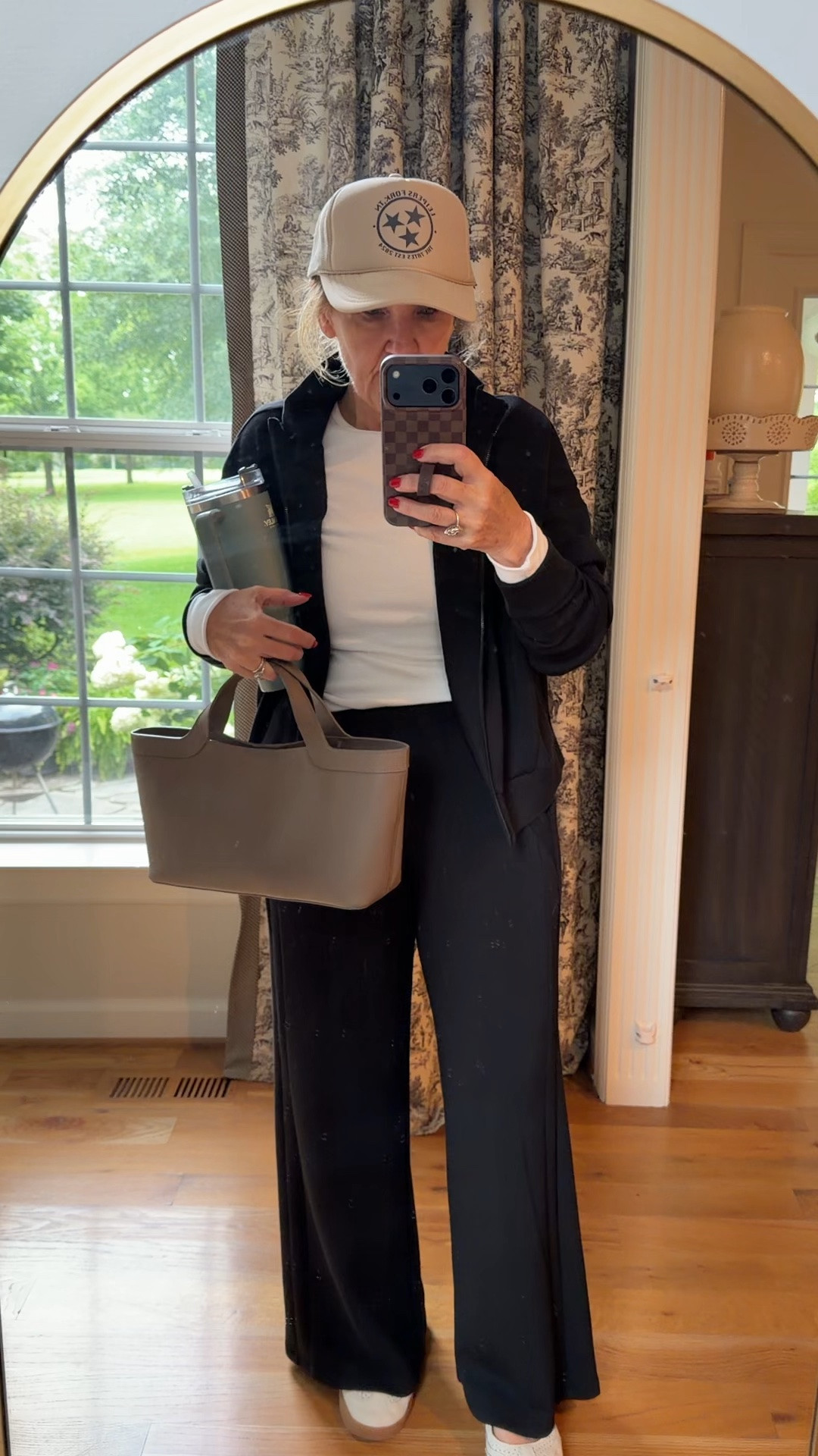 Spanx track pants with pockets! Size medium petite 
Jacket size medium 

Travel outfit lounge set

#LTKOver40 #LTKSaleAlert #LTKootd