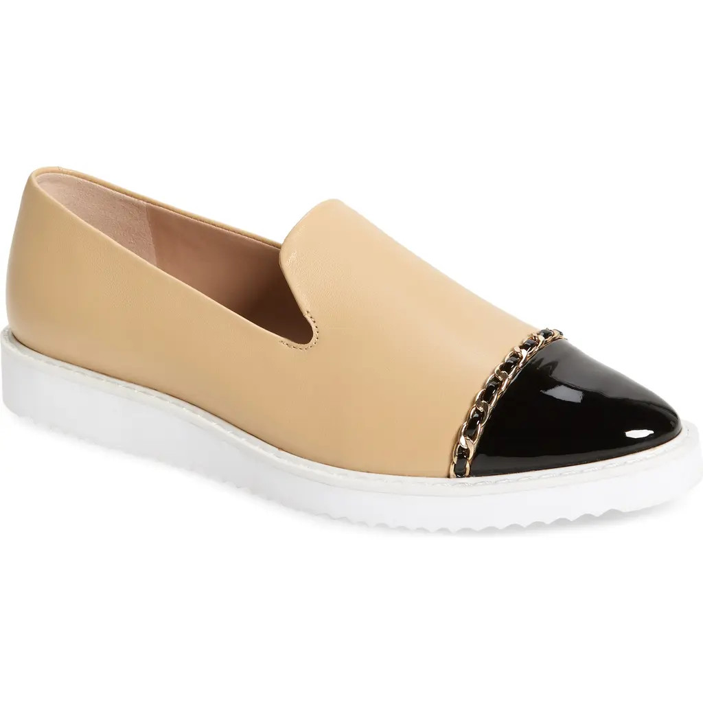 Karl Lagerfeld Paris Caralee Cap Toe Slip-On Sneaker in Beige/Black Leather at Nordstrom Rack, Size 9 | Nordstrom Rack