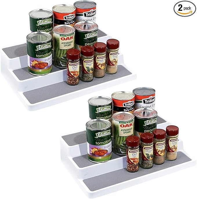 YCOCO 3-Tier Spice Rack Step Shelf Cabinet Non Skid Kitchen Organizer Waterproof 2 Pack | Amazon (US)