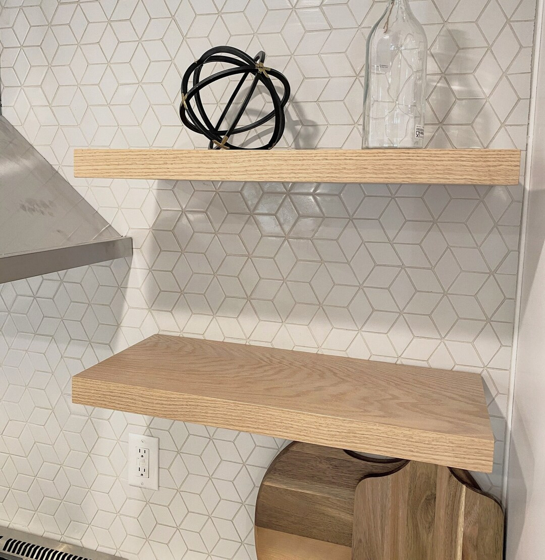 White Oak Floating Shelf, Custom Length, Depth, Includes Hidden Bracket and Hardware - Etsy | Etsy (US)