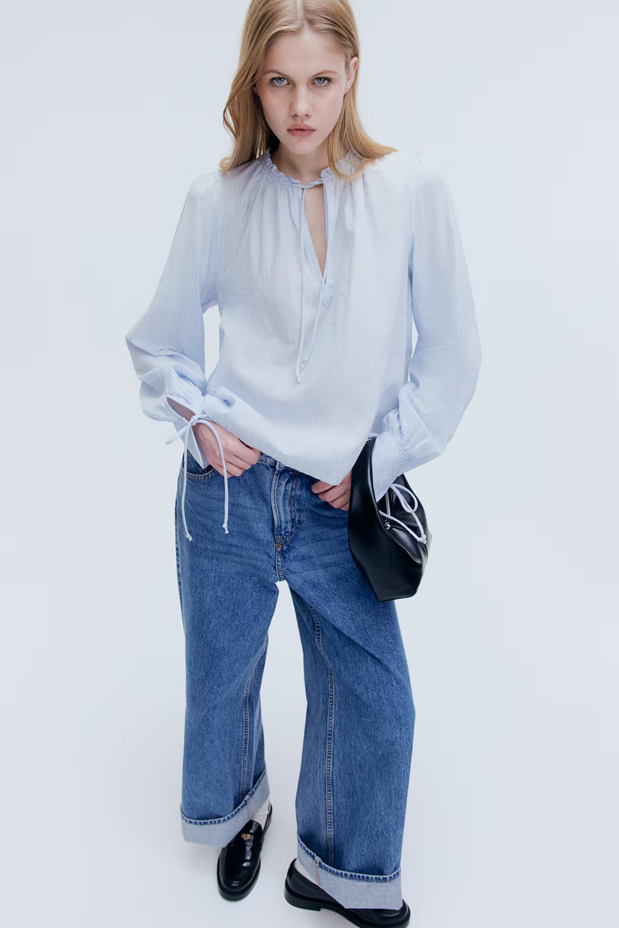 Tie-detail cotton blouse | H&M (UK, MY, IN, SG, PH, TW, HK)