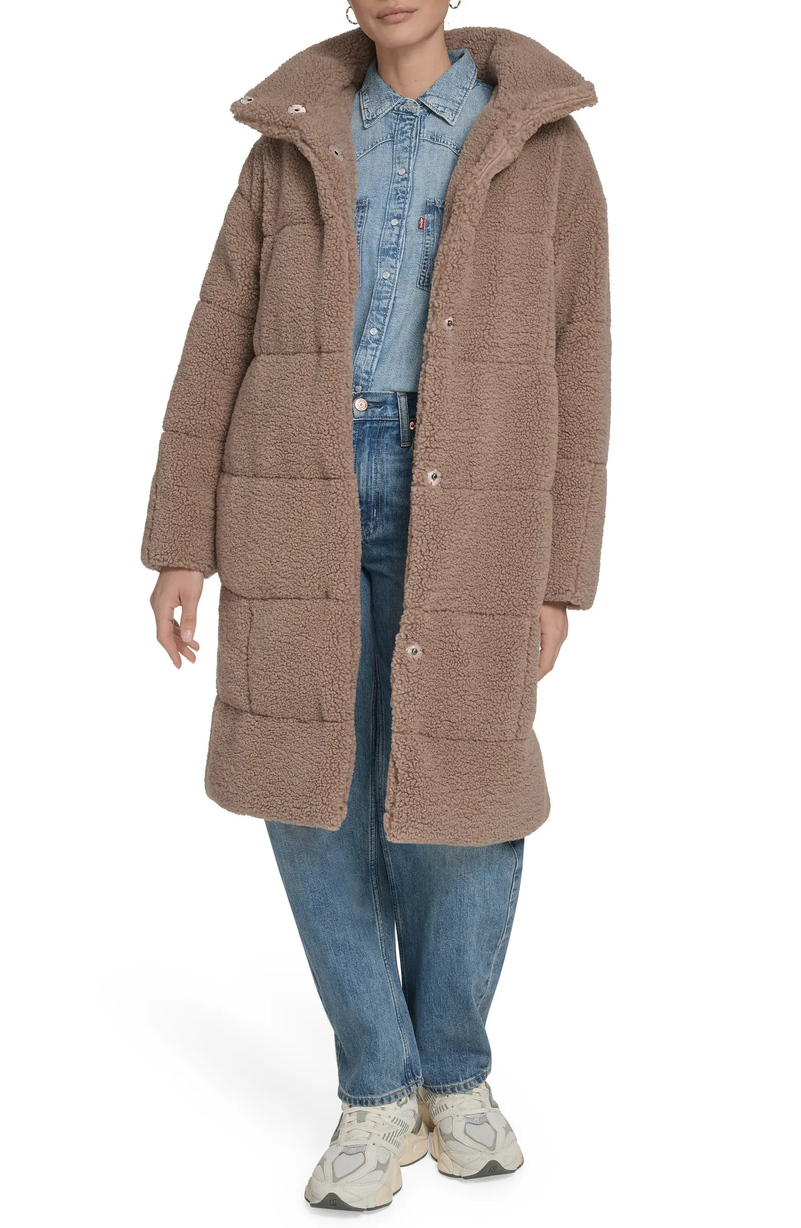 Quilted Fleece Long Teddy Coat | Nordstrom