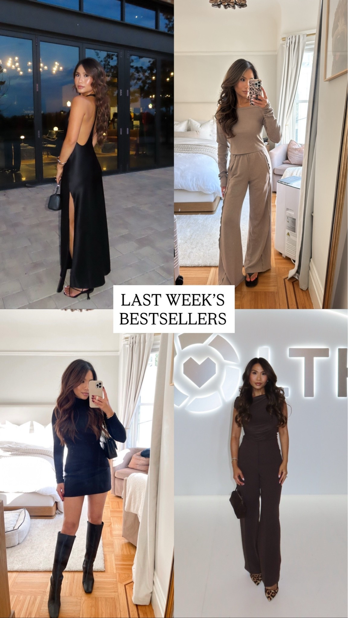 Last week’s bestsellers!! 

Satin dress - tts, xs
Matching set - tts, xs
Tall black boots - sized up 1/2 size
Brown pants - limitless pants - sized up, 2 short (the limitless has no belt loops, I also linked the agency and effortless which are similar style but with belt loops and have more sizes in stock) 
White low rise linen pants - tts, xs

#LTKPetite #LTKootd