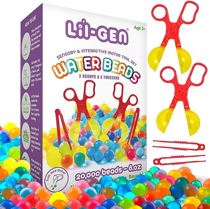 Li’l Gen Water Beads with Fine Motor Skills Toy Set, Non-Toxic Water Sensory Toy for Kids - 20,... | Amazon (US)