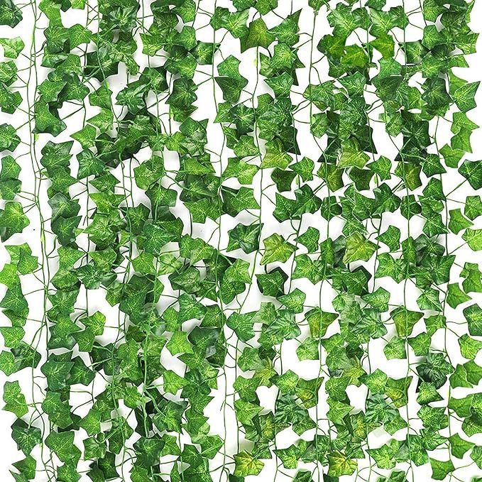 CEWOR 14 Pack 98 Feet Fake Ivy Leaves Artificial Ivy Garland Greenery Garlands Hanging Plant Vine... | Amazon (US)