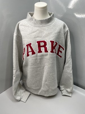 Parke Women Sweatshirt Grey/Red Size L/XL Valentines Day Varsity Mockneck Cotton | eBay US