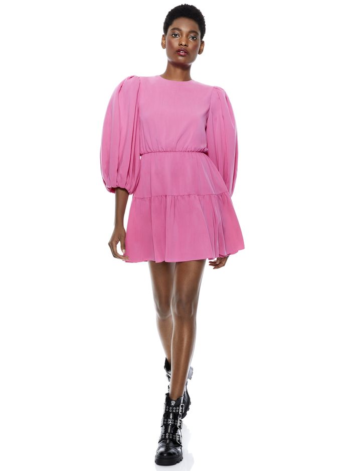 SHAYLA PUFF SLEEVE MINI DRESS | Alice + Olivia