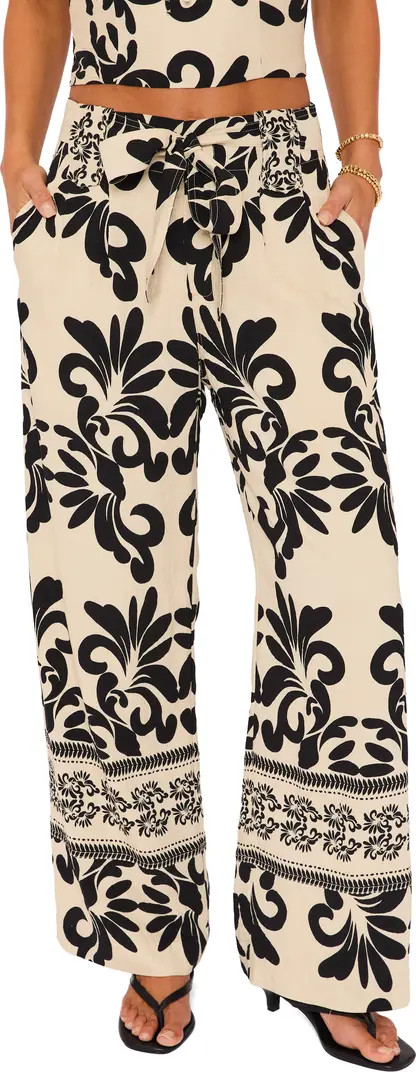 Coastal Print Tie Waist Wide Leg Pants | Nordstrom