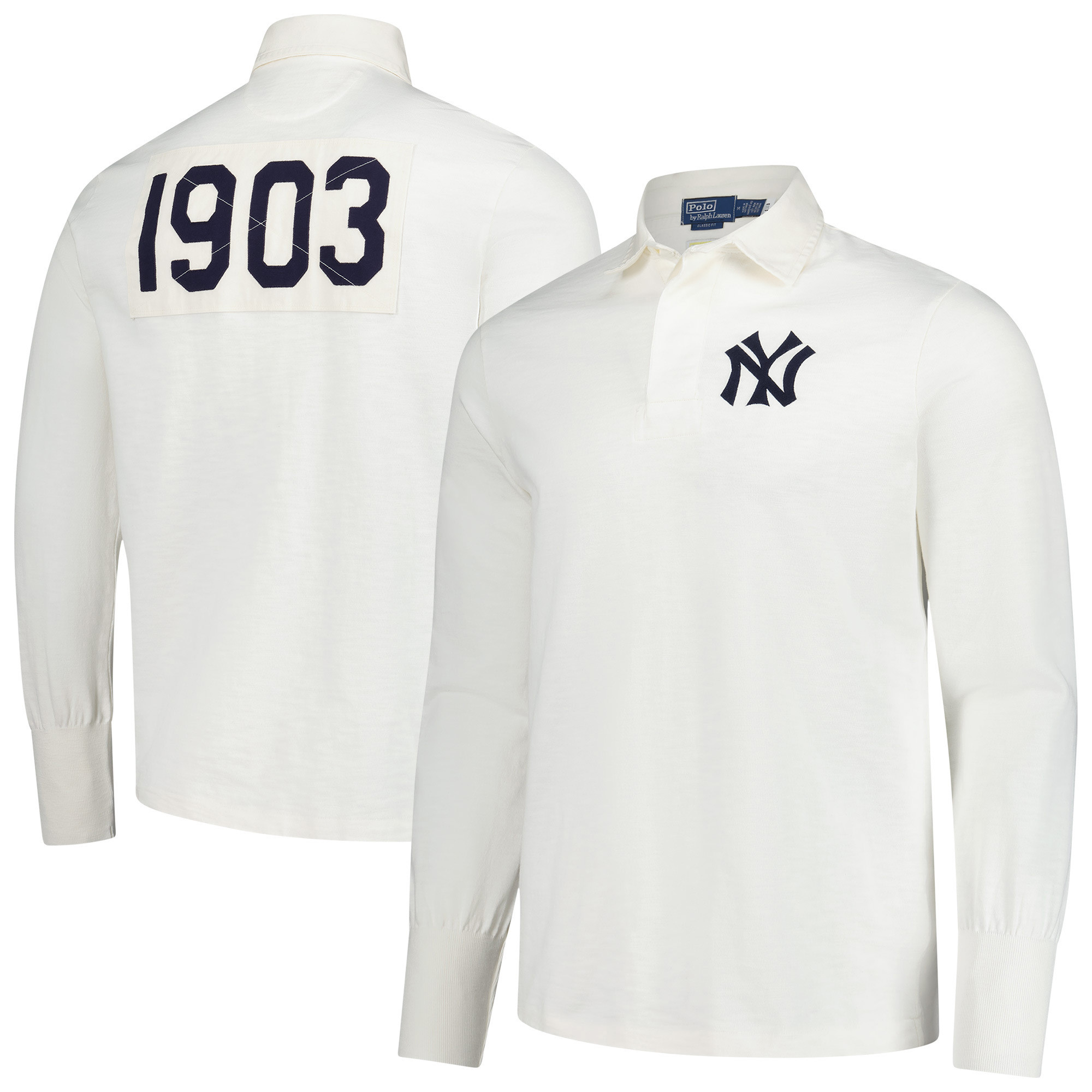 Men's Polo Ralph Lauren Cream New York Yankees Long Sleeve Rugby Shirt | Fanatics