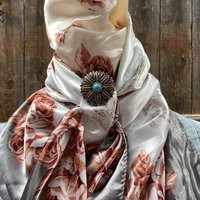 35x35"" Grey & Pink Floral Wild Rag/Scarf - W132L Slide Wrc852xb | Etsy (US)