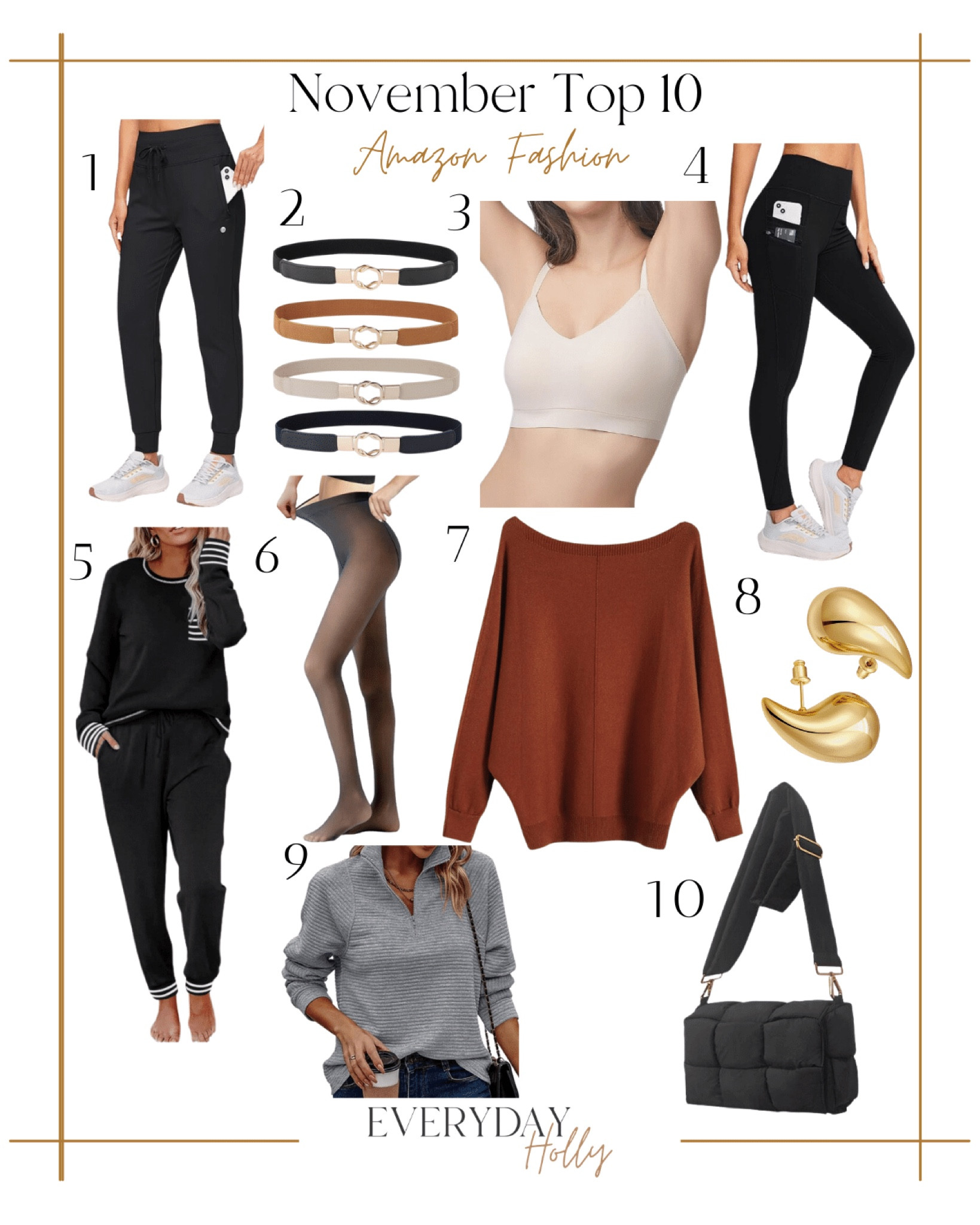 November Top 10 Fashion Finds

November  Top seller  Best seller  Fashion  Winter fashion  Winter outfit  Loungewear  PJs  Jammies  Earrings  Purse  Bra  Belt  Workwear  Athleisure  Casual outfit 

#LTKSeasonal #LTKfindsunder100 #LTKstyletip