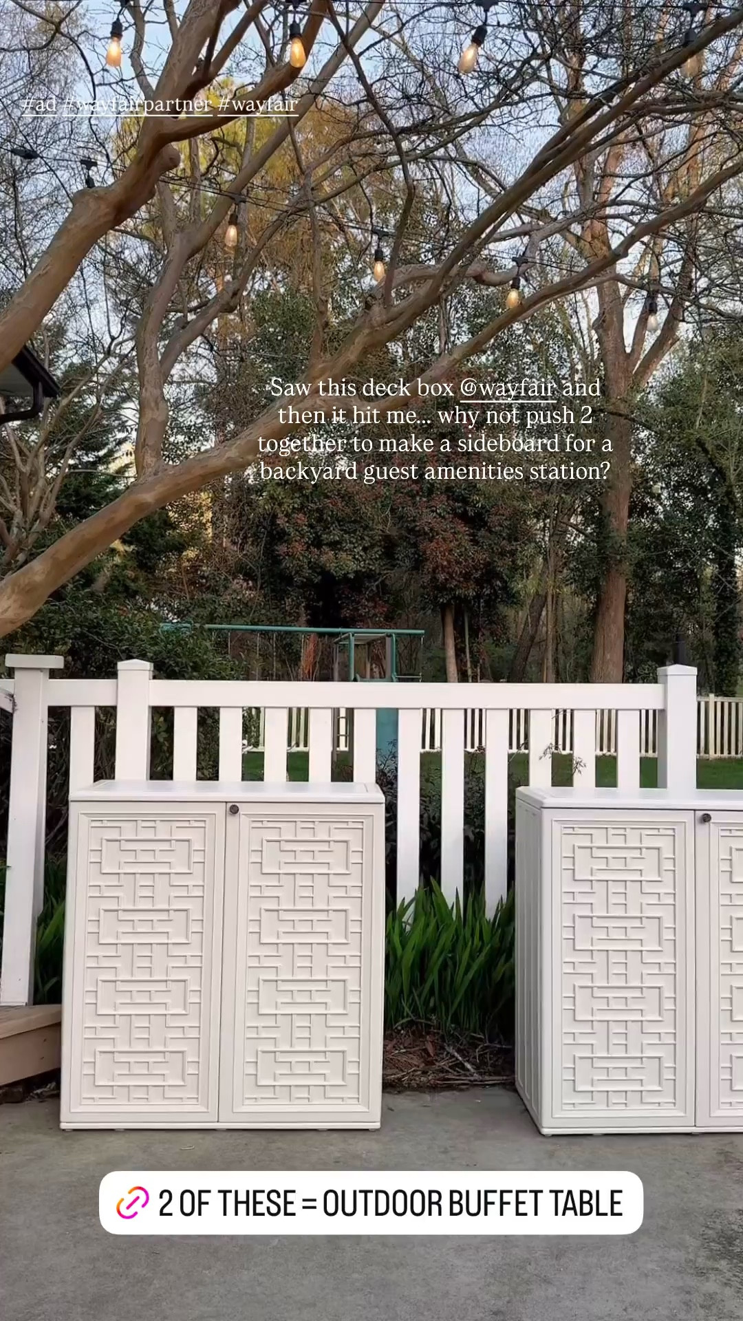 I saw this weatherproof deck box @wayfair and then it hit me... why not push 2 together to make a sideboard for a backyard guest amenities station? Now guests can grab pool towels, sunscreen, bandaids, swim diapers, wet bags, etc without even having to ask. 


#LTKspringtrends #LTKSeasonal