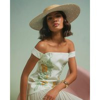 River Island Womens Beige Premium Amayah Embroidered Boater Hat | River Island UK & IE