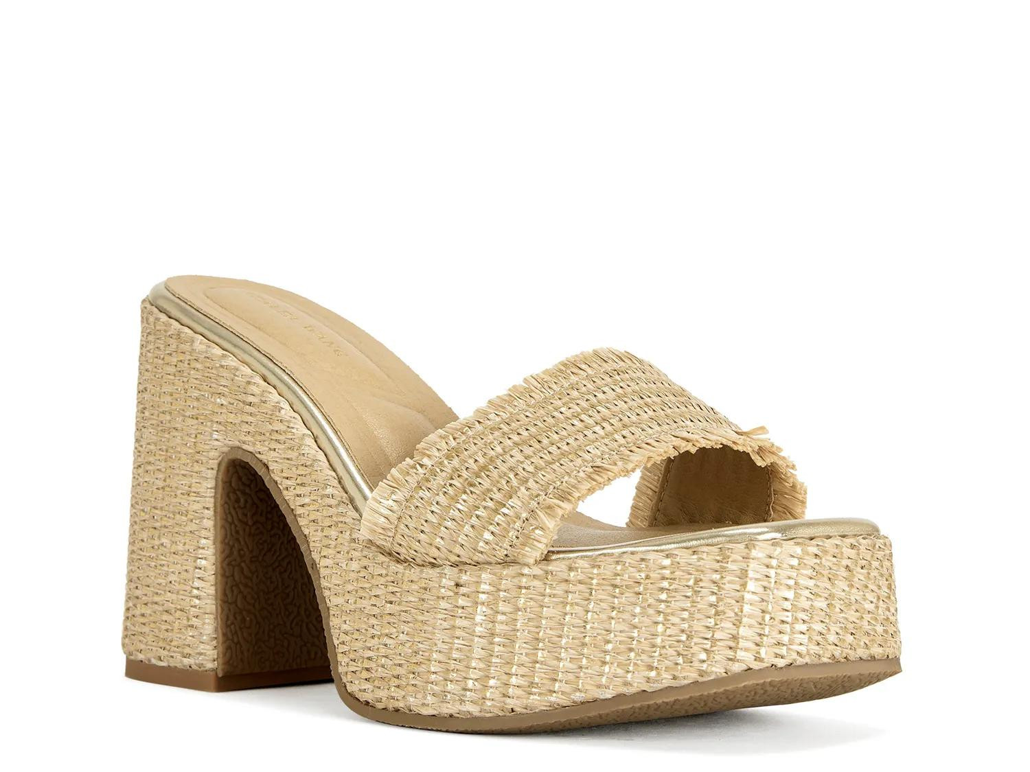 Azalea Wang Aniket Platform Sandal | Women's | Beige Raffia | Size 9 | Sandals | Block | DSW