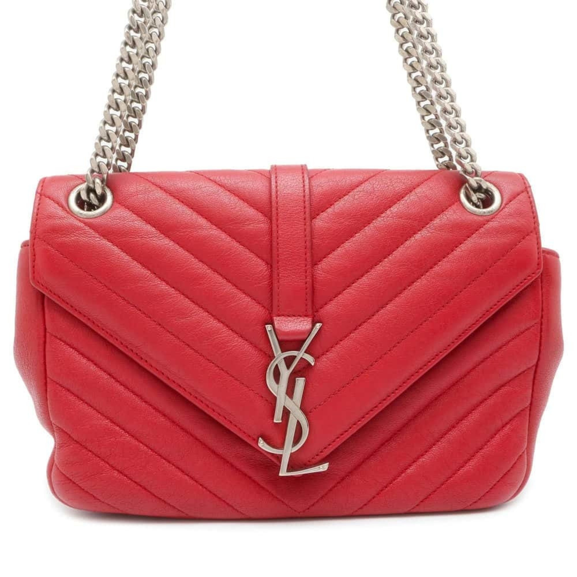Pre-Owned Saint Laurent Chain Shoulder Bag Leather SAINT LAURENT PARIS YSL Red (Good) | Walmart (US)