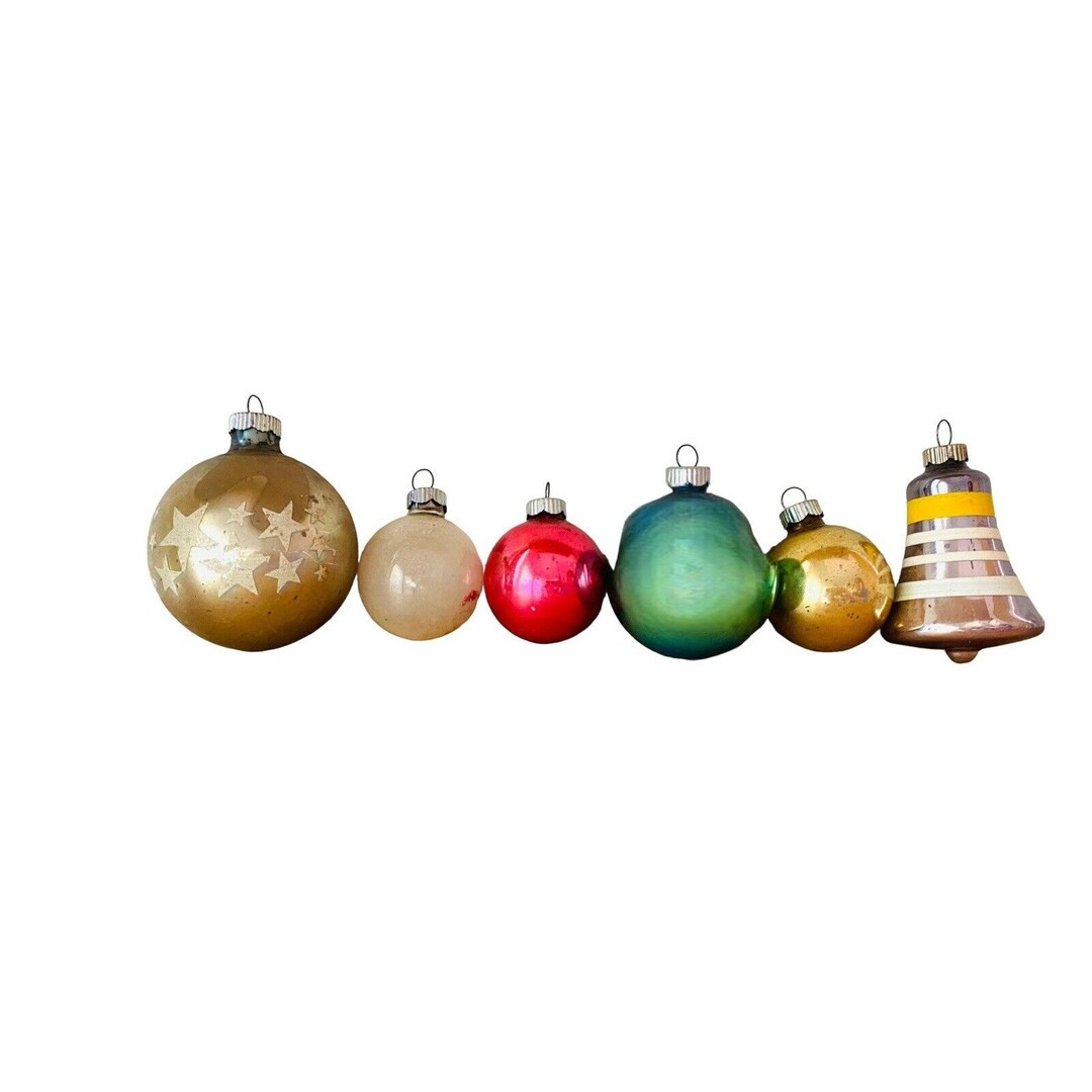 Vintage Shiny Brite Ornaments Set of 6 Collectible Christmas - Etsy | Etsy (US)
