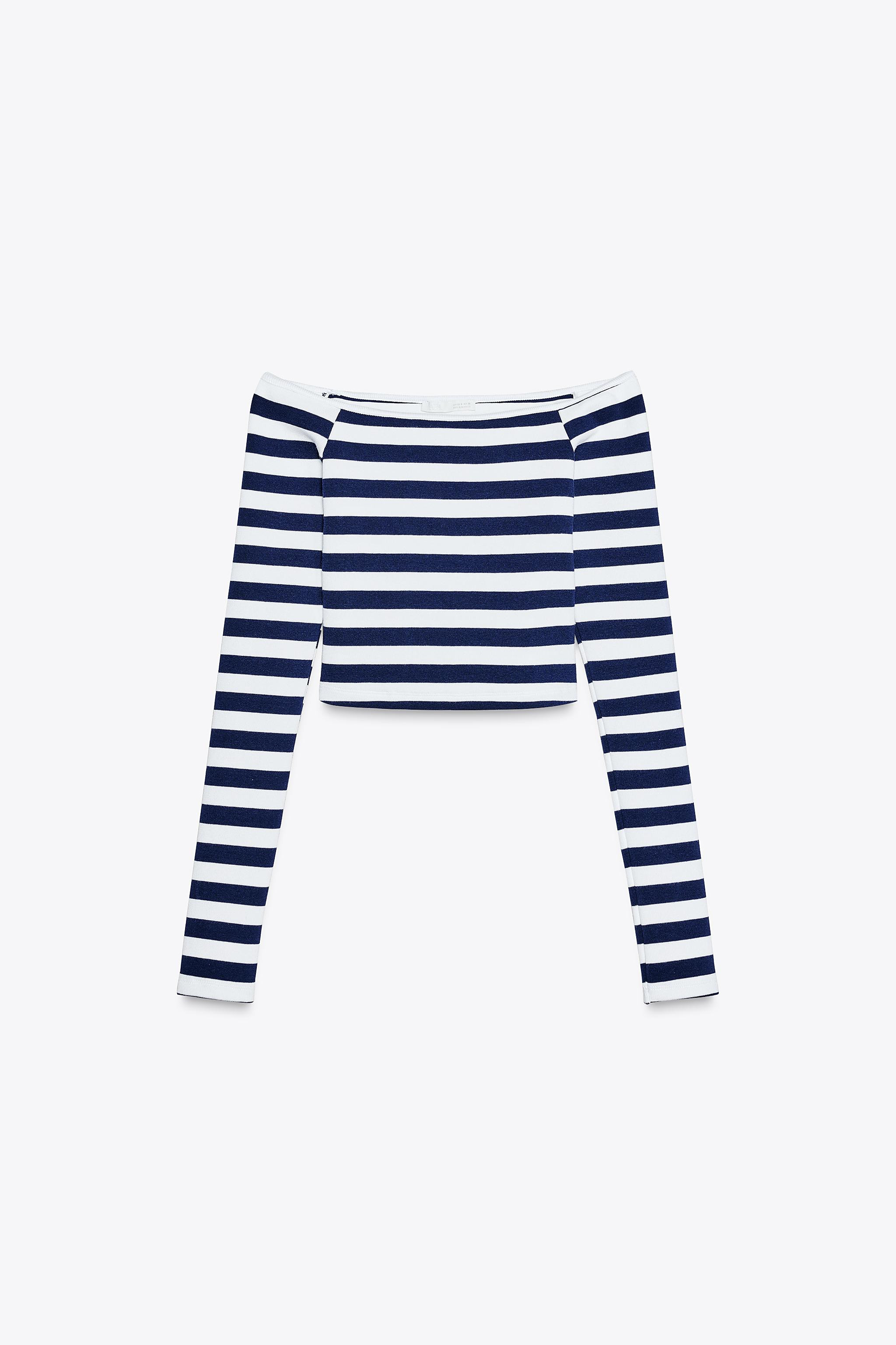 STRIPED COLD SHOULDER TOP | Zara US