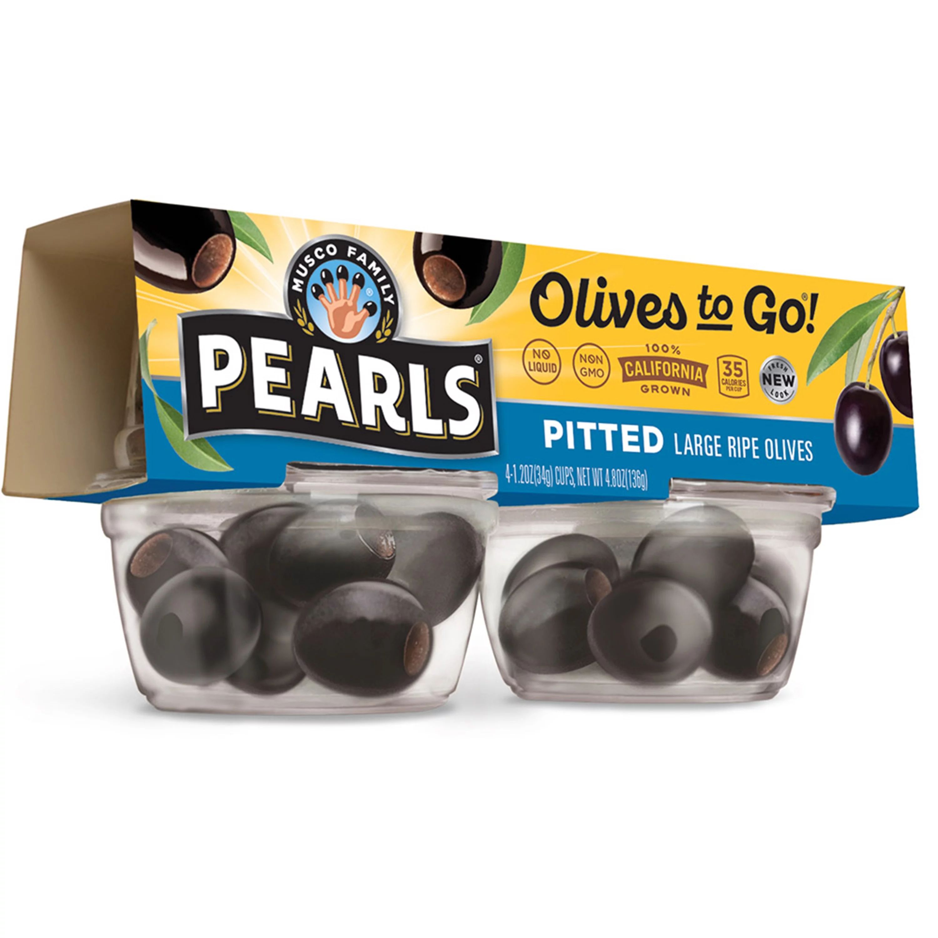 Pearls Black Pitted Large California Ripe Olives, 4 Pack, 1.2 oz. Cup | Walmart (US)