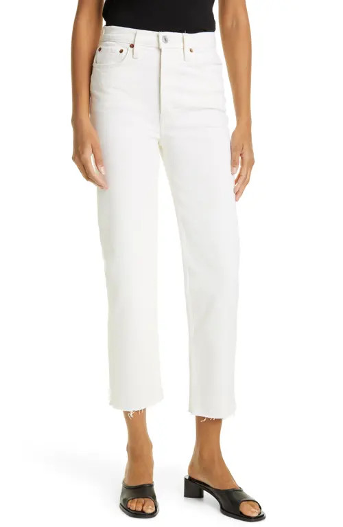 Re/Done '70s Stovepipe High Waist Slim Ankle Jeans in Vintagewhite at Nordstrom, Size 31 | Nordstrom